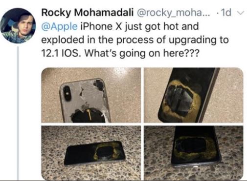 iPhone X更新iOS 12.1后传爆炸 苹果紧急调查 (组图)