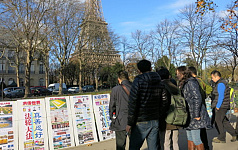 巴黎之旅 大陆青年学子为法轮功点赞（图）
